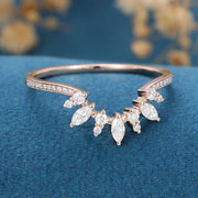 Marquise & Round Shaped Moissanite Curved Wedding Band Mapple Gems